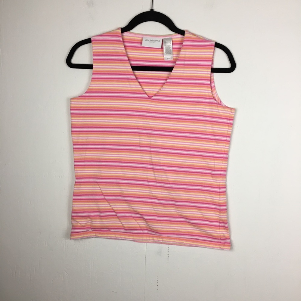Liz Claiborne Lizsport Pink Striped Top